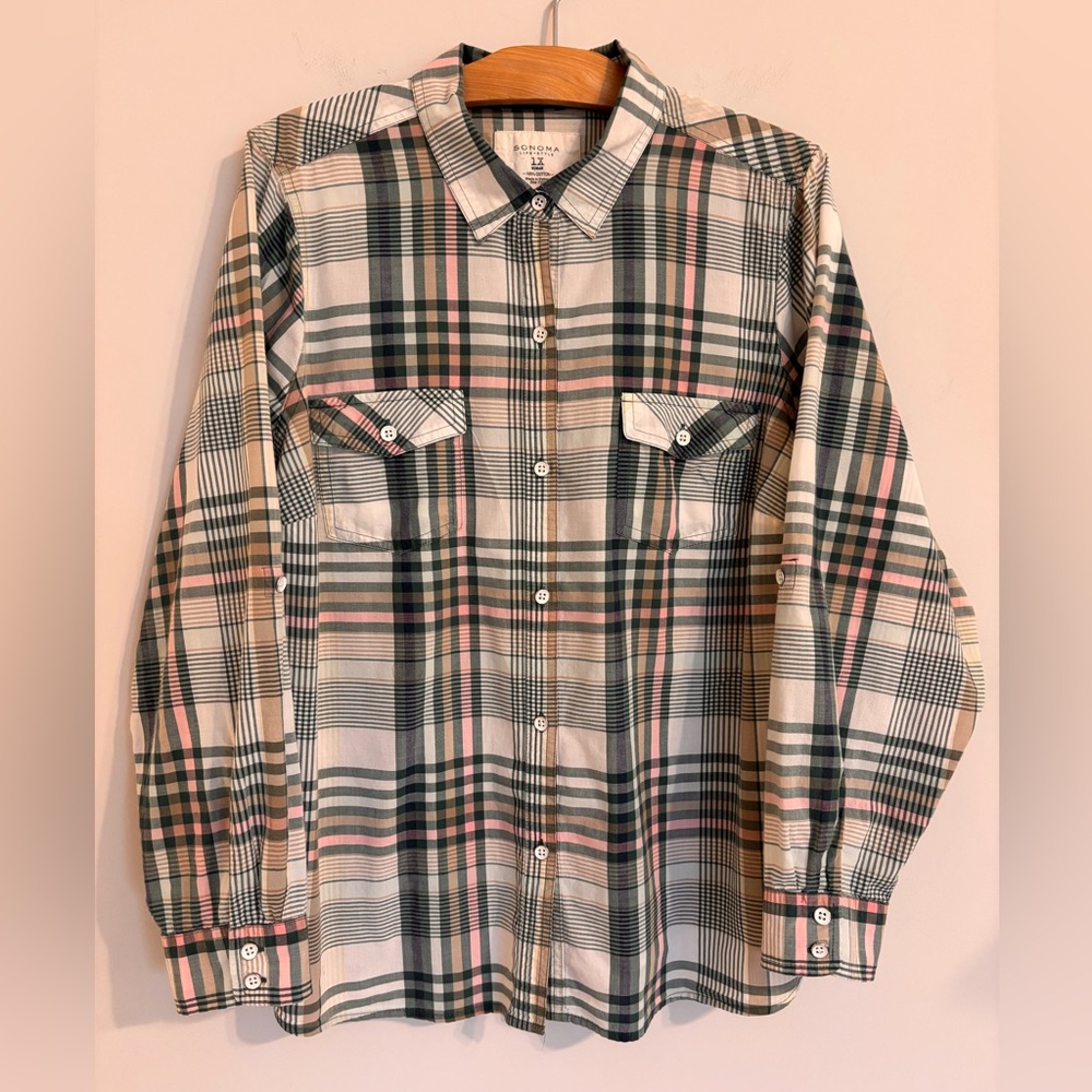 Sonoma 100% Cotton Plaid Button-down Shirt